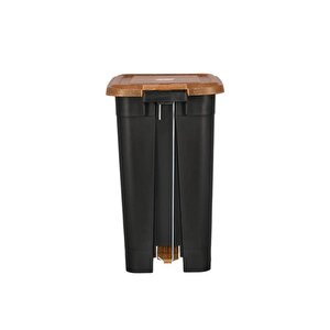 Omnipazar Elf-w342 25 Lt Ahşap Desenli Slim Pedallı Plastik Çöp Kovası İç Kovasız