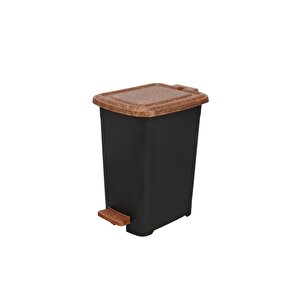 Elf-w344 8 Lt Ahşap Desenli Slim Pedallı Plastik Çöp Kovası İç Kovasız