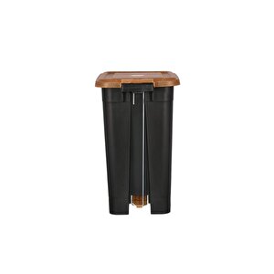 Omnipazar Elf-w344 8 Lt Ahşap Desenli Slim Pedallı Plastik Çöp Kovası İç Kovasız