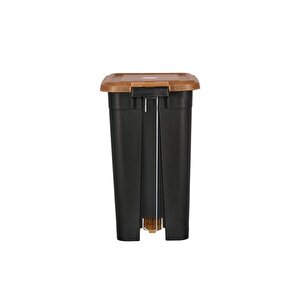 Omnipazar Elf-w343 15 Litre Ahşap Desenli Slim Plastik Pedallı Çöp Kovası İç Kovasız