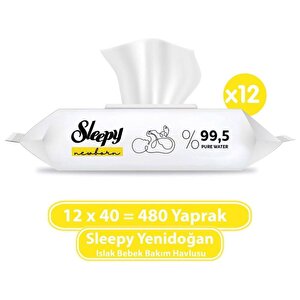 Yenidoğan Islak Bebek Havlusu 12x40 (480 Yaprak)