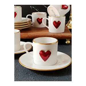 Love 12 Parça 6 Kişilik Yaldızlı Porselen Kahve Seti