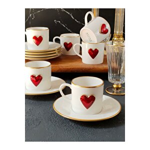 Regna Home Love 12 Parça 6 Kişilik Yaldızlı Porselen Kahve Seti