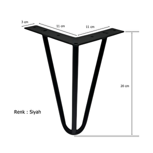 Çubuk Ayak Metal 20 Cm Siyah Mobilya Koltuk Ayağı