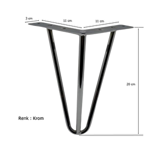 Çubuk Ayak Metal 20 Cm Krom Mobilya Koltuk Ayağı