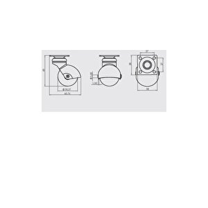 Mobilya Tekeri Döner Krom H60mm (4 Adet)