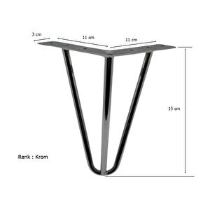 4 Adet Çubuk Ayak Metal 15 Cm Krom Mobilya Koltuk Ayağı