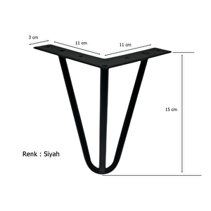 4 Adet Çubuk Ayak Metal 15 Cm Siyah Mobilya Koltuk Ayağı
