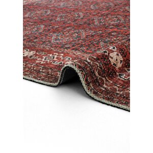 Cool Halı Private Bordo Eskitme Vintage Halı Etnik Desen Otantik Şönil Halı Yıkanabilir Salon Halısı