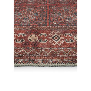 Cool Halı Private Bordo Eskitme Vintage Halı Etnik Desen Otantik Şönil Halı Yıkanabilir Salon Halısı