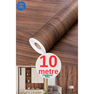 45cm X 10 Metre 1 Adet Rulo Yapışkanlı Koyu Ahşap Görünümlü Mutfak Duvar Kaplama Folyosu Kağıdı