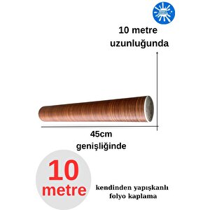 45cm X 10 Metre 1 Rulo Folyo Yapışkanlı Kestane Ahşap Görünümlü Mutfak Duvar Kaplama Folyosu Kağıdı