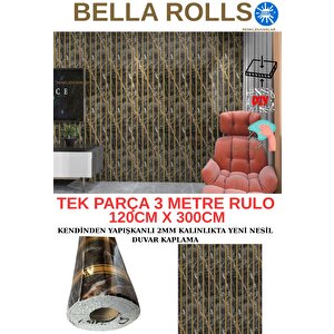 120cmx300cm Tek Parça Yapışkanlı Rulo Gold Mermer Desenli Parlak Duvar Paneli Kağıdı Florya Qm0139