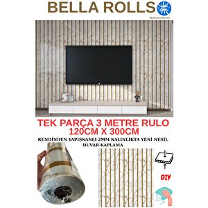 120cmx300cm Tek Parça Yapışkanlı Rulo Gold Beyaz Mermer Desenli Duvar Paneli Kağıdı Fatih Qm0135