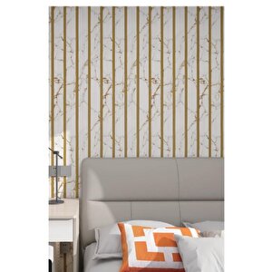 120cmx300cm Tek Parça Yapışkanlı Rulo Gold Beyaz Mermer Desenli Duvar Paneli Kağıdı Fatih Qm0135