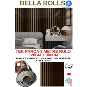 120cmx300cm Tek Parça Yapışkanlı Rulo Gold Çizgili Eskitme Parlak Duvar Paneli Kağıdı Pendik Qm0140