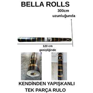 120cmx300cm Tek Parça Yapışkanlı Rulo Gold Çizgili Düz Parlak Siyah Duvar Paneli Kağıdı Şile Qm0132