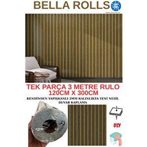 120cmx300cm Tek Parça Yapışkanlı Rulo Gold Çizgili Düz Parlak Duvar Paneli Kağıdı Taksim Qm0133