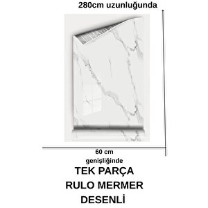 60cm X 280cm Tek Parça Rulo Shiny Beyaz Mermer Desenli Banvo Salon Wc Yapışkanlı Duvar Paneli Kağıdı