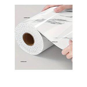 60cm X 280cm Tek Parça Rulo Shiny Beyaz Mermer Desenli Banvo Salon Wc Yapışkanlı Duvar Paneli Kağıdı