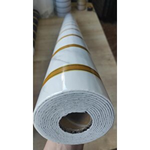120cmx300cm Tek Parça Yapışkanlı Rulo Gold Çizgili Mermer Desenli Duvar Paneli Kağıdı Qm0136