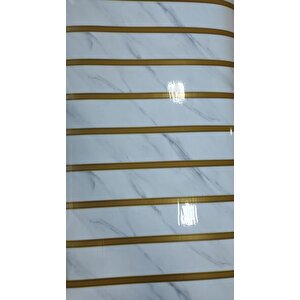 120cmx300cm Tek Parça Yapışkanlı Rulo Gold Çizgili Mermer Desenli Duvar Paneli Kağıdı Qm0136