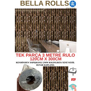 120cmx300cm Tek Parça Yapışkanlı Rulo Gold Çizgili Mermer Desenli Duvar Paneli Kağıdı Beykent Qm0134