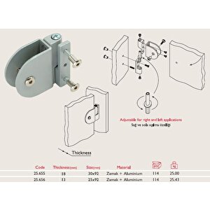 Kabin Menteşesi 13mm 25.656