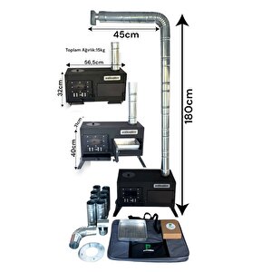 Katlanır Ayaklı Kuzineli Kamp Ve Çadır Sobası - Ful Set Çantalı