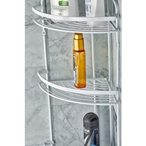 3 Katlı Banyo Köşeliği Metal Beyaz Raf Beyaz