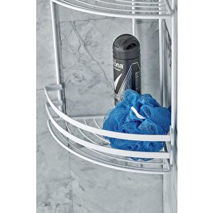 3 Katlı Banyo Köşeliği Metal Beyaz Raf Beyaz