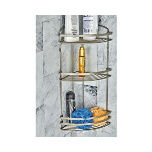3 Katlı Banyo Köşeliği Metal Saten Raf Saten