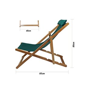 Ahşap Katlanabilir Taşınır Şezlong Plaj Bahçe Teras Balkon Sandalyesi 3'lü Takım Haki Haki