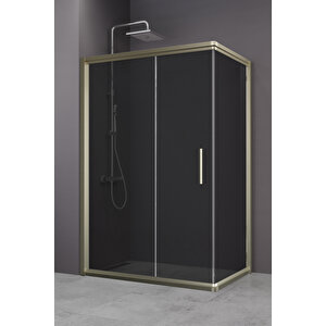 Minesota Temperli 6 Mm Dikdörtgen Cam Duşakabin Bronz Profil Füme Cam 100x130 cm