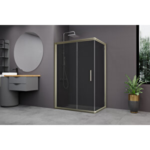 Minesota Temperli 6 Mm Dikdörtgen Cam Duşakabin Bronz Profil Füme Cam 100x130 cm
