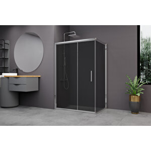 Minesota Temperli 6 Mm Dikdörtgen Cam Duşakabin Krom Profil Füme Cam 90x120 cm