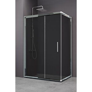 Minesota Temperli 6 Mm Dikdörtgen Cam Duşakabin Ultra Parlak Krom Profil Füme Cam 70x140 cm