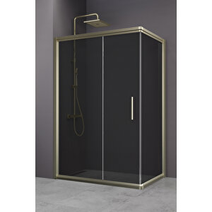 Minesota Temperli 6 Mm Dikdörtgen Cam Duşakabin Bronz Profil Füme Cam 70x150 cm