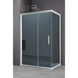 Minesota Temperli 6 Mm Dikdörtgen Cam Duşakabin Mat Krom Profil Mavi Reflekte Cam 70x110 cm