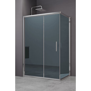 Minesota Temperli 6 Mm Dikdörtgen Cam Duşakabin Krom Profil Mavi Reflekte Cam 80x130 cm