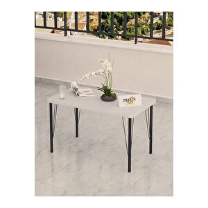 Modern Serisi Bahçe Takımı, Bahçe Mobilyası, Metal Koltuk Takımı - 3+1+1 Sehpalı - Beyaz Siyah