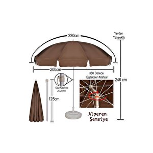 Kahverengi Bahçe Balkon Teras Şezlong Balkon Plaj Şemsiyesi