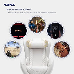 Nouhaus New Classic Deri Masaj Koltuğu Elder White ( Bt Music-2 Yönlü Hoparlör )