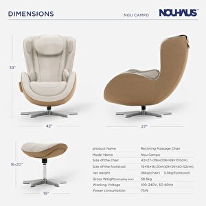 Nouhaus Nou Campo Masaj Koltuğu Bukle Kumaş Beyaz ( Bt Music-2 Yönlü Hoparlör )