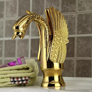 Avrupa Lüks Bakır  Lavabo Banyo Sıcak Ve Soğuk Kuğu Batarya