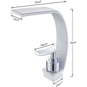 Şelale Lavabo Banyo Bataryası Pirinç Beyaz Musluk