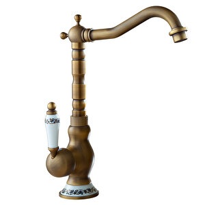 Lavabo Antik Eskitme Vintage Sıcak Soğuk Pirinç Mutfak Bataryası