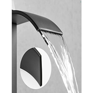 Siyah Kare Banyo Lavabo Şelale Paslanmaz Çelik Musluk