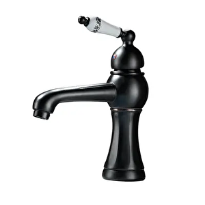 Antika Retro Banyo Siyah Tezgah Üstü Musluk Bataryası