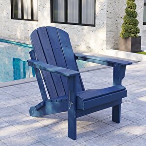 Mavi Adirondack Serisi Klasik Katlanır Sandalye, Siyah Koltuk, Balkon,bahçe,cafe Mobilyası Mavi